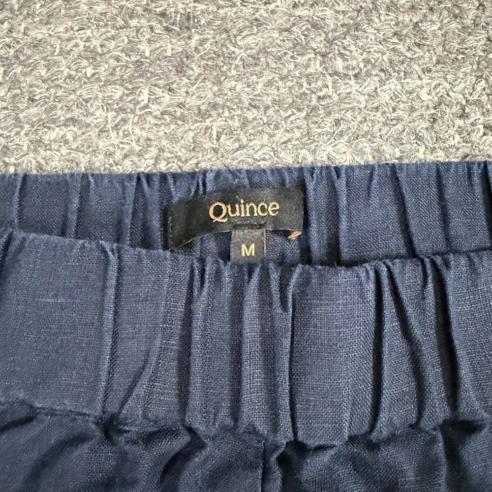 Quince 100% European Linen Tapered Ankle Pants Women Medium Navy Beach Boho